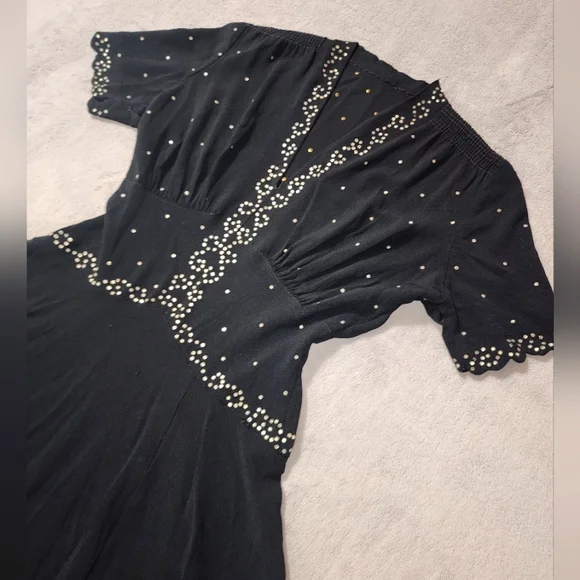 1930s -40s Vintage Rayon Crepe Gown - Picture 5 of 14